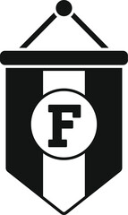 Vector illustration of a black and white pennant flag with the letter f, suitable for logos or decoration