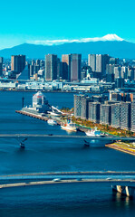 Obraz premium Cityscape of Odaiba, Tokyo, Japan from above
