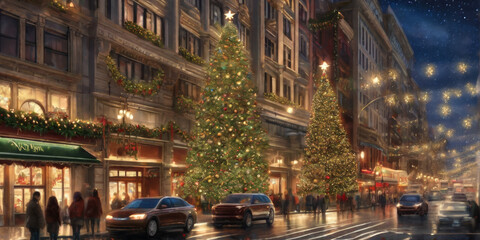 Fototapeta premium malerisches Weihnachten mit christbaum