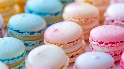 Obraz premium Colorful macarons. Pastel colors. Close-up.
