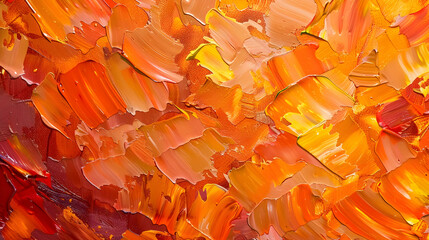 Generative AI, Closeup of impasto abstract rough autumn colors art painting texture, orange fall background PHOTOGRAPHY


