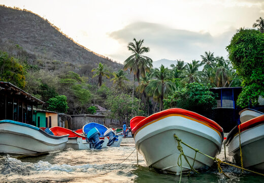 Venezuela Choron&iacute;, Small Boats in the Caribbean Sea