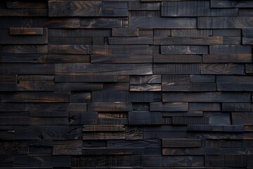 Dark brown wooden wall background with dark wood texture, wall cladding pattern in interior design of home decoration and architectural background.