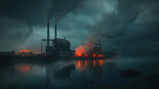 refinery at night