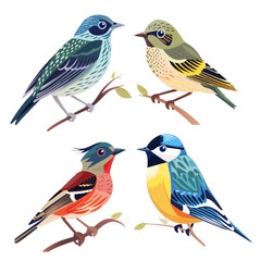 Fototapeta premium Birds collage images. Isolated On Transparent Background