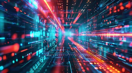 Fototapeta premium Ultra-Fast Broadband and Connection: Abstract Cyber Tech Motion