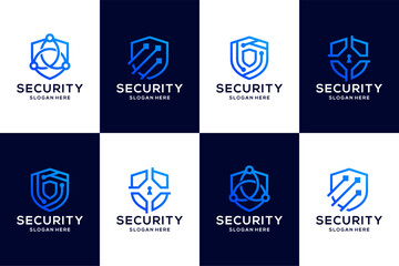 Collection of cyber security and privacy logo design template