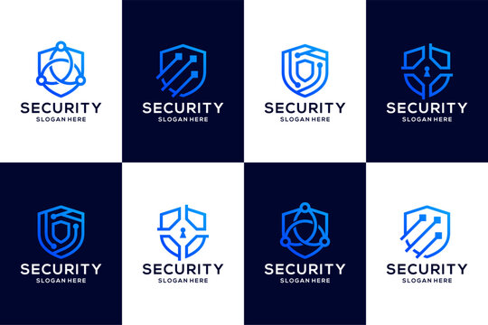 Collection of cyber security and privacy logo design template