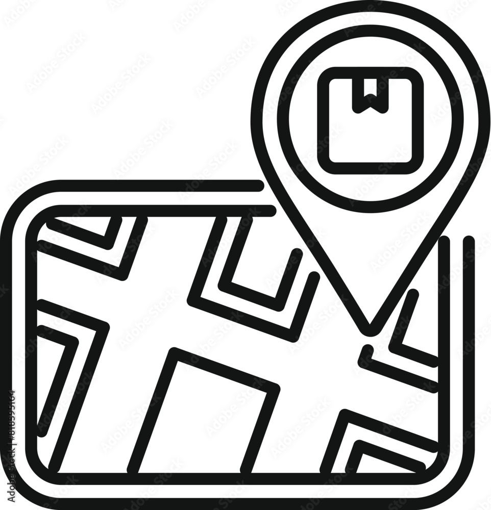 Poster simple line art vector of a map showcasing a destination pin icon, perfect for navigation concepts