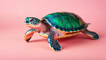 inflatable tortoise on flat defocused background
