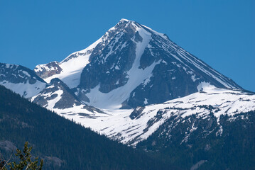 Views of the stunning peaks of Garibaldi Park viewed from the valley trail in Whistler BC