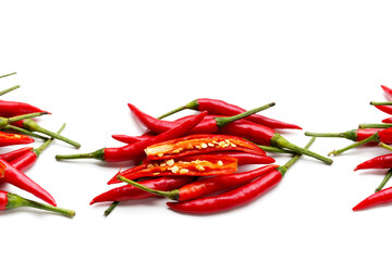 Red chili peppers on white background