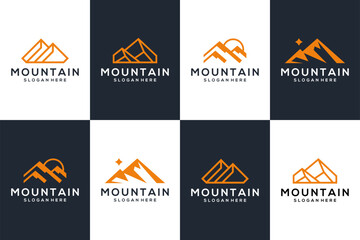 Set of triangle mountain logo design inspiration
