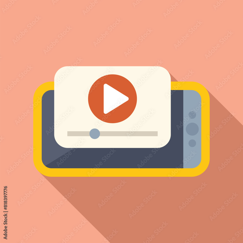 Poster flat design illustration of mobile device displaying video play button