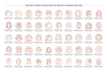 Mega collection of luxury beauty woman logo design for makeup, salon and spa, beauty care