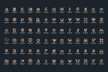 Mega logo collection abstract design concept alphabet a to z complete