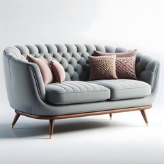 Retro-Inspired Upholstered Sofa with Decorative Cushions