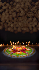 Clay diya lamps lit during diwali celebration, Diwali, or Dipawali, is India's biggest and most important holiday..