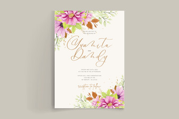wedding invitation and wedding card with floral frame