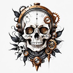 Steampunk Skull with Top Hat and Gears