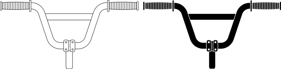 front view bmx Bicycle handlebar icon set