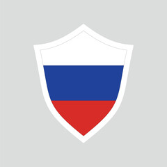 Russia Flag in Shield Shape Frame