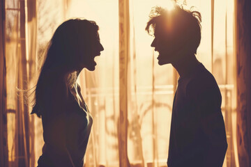 toxic relationships. man and woman shouting on each other