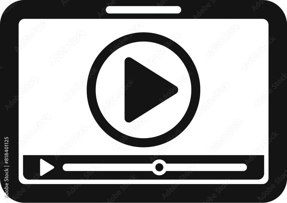 Poster modern video player interface icon with play and pause buttons for multimedia streaming content on f