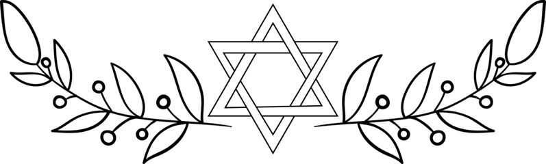 Symmetrical floral vignette with star of David