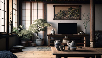 Japanese Wabi-Sabi styled living room