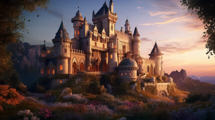 Abandoned castle. surreal mystical fantasy artwork