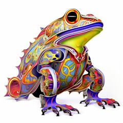 Psychedelic Watercolor colorful frog