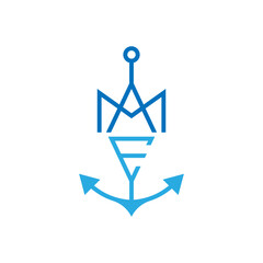 initial letters AME anchor unique logo vector © liarocer