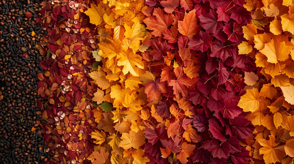Vibrant autumn leaves in warm hues of red and orange, creating a stunning seasonal display