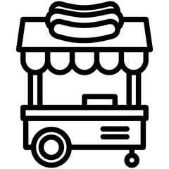 Hot Dog black outline icon, related to street food theme. use for modern concept, app and web development.
