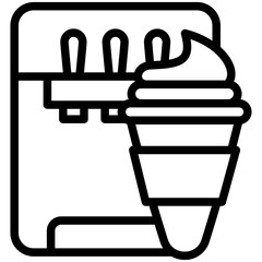 Ice Cream Cone black outline icon, related to street food theme. use for modern concept, app and web development.