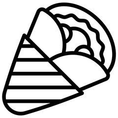 Crepe black outline icon, related to street food theme. use for modern concept, app and web development.