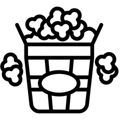 Popcorn black outline icon, related to street food theme. use for modern concept, app and web development.