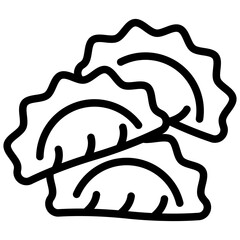 Dumpling black outline icon, related to street food theme. use for modern concept, app and web development.