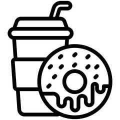 Dumpling Donut black outline icon, related to street food theme. use for modern concept, app and web development.