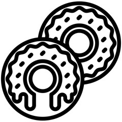 Donut black outline icon, related to street food theme. use for modern concept, app and web development.