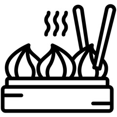 Dumpling black outline icon, related to street food theme. use for modern concept, app and web development.
