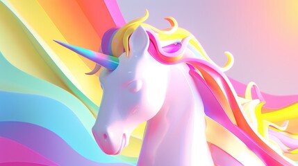 Fototapeta premium Enchanting Pride Unicorn: A Surreal 3D Fusion of Fantasy and Diversity