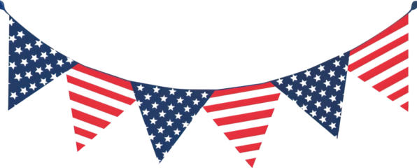 Illustration of American concept bunting over isolated transparent background