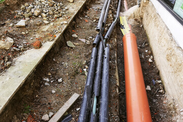 broken pipes at construction site on city streets to change with new ones