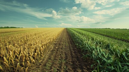 Climate Change Impact on Agriculture: Contrasting Healthy Crops with Drought-Stricken Fields