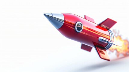 Red and White Toy Airplane Soaring Through the Sky