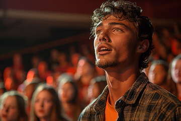 A school-wide talent show featuring performances ranging from musical acts to dramatic skits, showcasing the diverse talents of the student body.  Generative Ai.