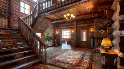 Fototapeta premium Interior of a wooden house