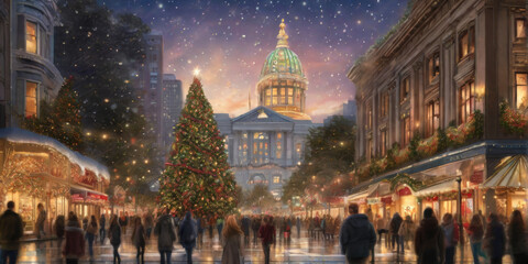 Fototapeta premium malerisches Weihnachten mit christbaum